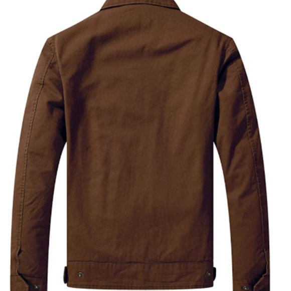 Men's Canvas Utility Work Wear Lightweight Casual Military Jacket - Picture 2 of 5